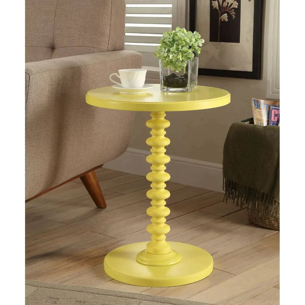 Yellow Solid Wooden Spindle Side Table