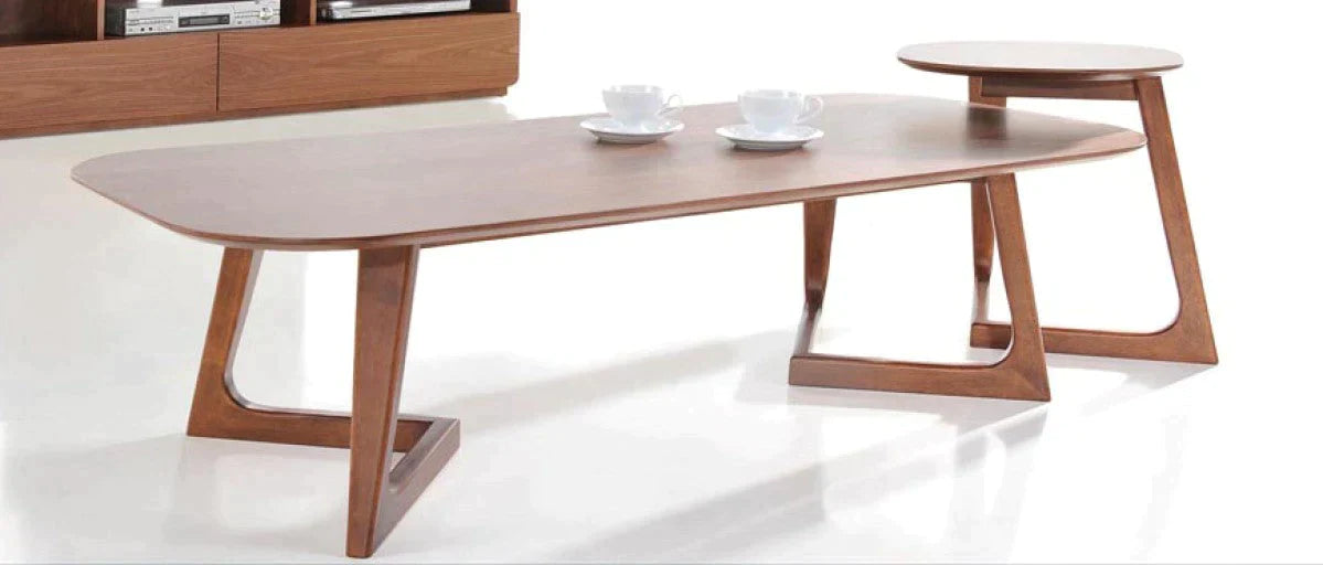 Mod Walnut Wood Asymmetric End Table